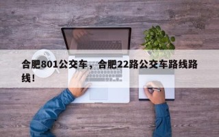 合肥801公交车，合肥22路公交车路线路线！